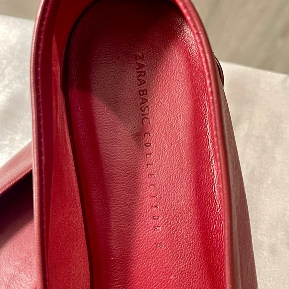Zara Burgundy Leather Flats - Picture 10 of 10